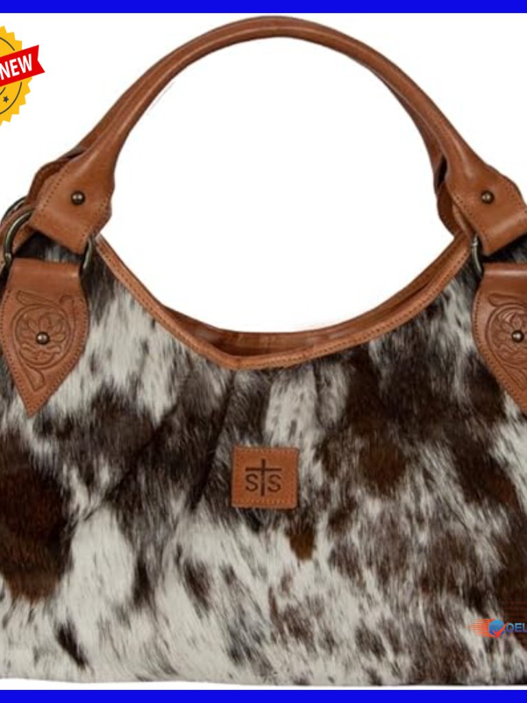 Genuine Leather Hobo Handbag With Lobster Clasp Closure